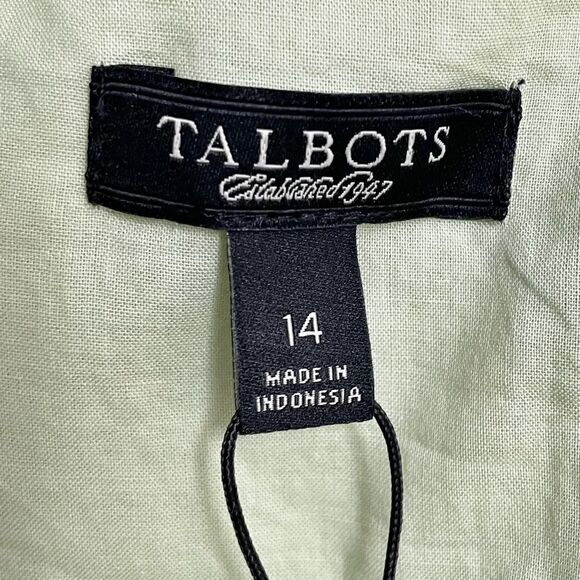 NWT Talbots Sleeveless Dress Women's Size 14 Tiered Ruffled Cotton Celery Green - Picture 7 of 12